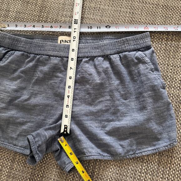 PACT 100% Organic Fair Trade Cotton Chambray Pull On Shorts M Blue - Picture 6 of 6